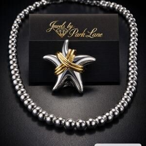 VTG Park Lane Mirage 18" Silver Beaded Necklace & Aquarius Starfish Pin Set NEW
